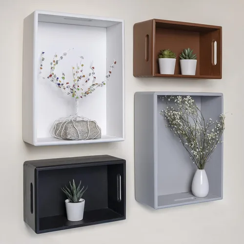 Vista 6 de Creative Deco Asas de caja de madera gris grande 11.8 x 7.87 x 5.51 pulgadas Caja de almacenamiento grande para múltiples manualidades Madera