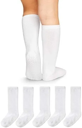 LA Active - 5 pares de calcetines altos para la rodilla (algodón antideslizante)