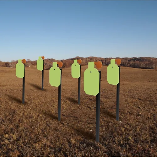Vista 4 de Percha de objetivos T-Post para disparar AR500, colgador de objetivos de acero duradero con poste en T, soportes de objetivo de poste en T, soporte
