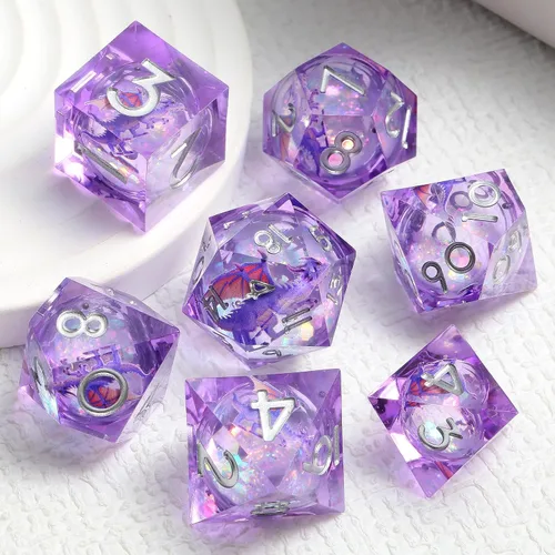 Vista 212 de DNDND Dados de Resina Ojo DND de Borde Afilado Dado de D&D con Estuche de Regalo para Juego de Dungeons and Dragons (Ojo de Dragón Verde)