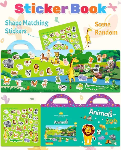 Vista 2 de Benresive - Libro de calcomanías reutilizables para niños de 2 a 4 años, libros con calcomanías de viaje divertidas y actividades de manualidades