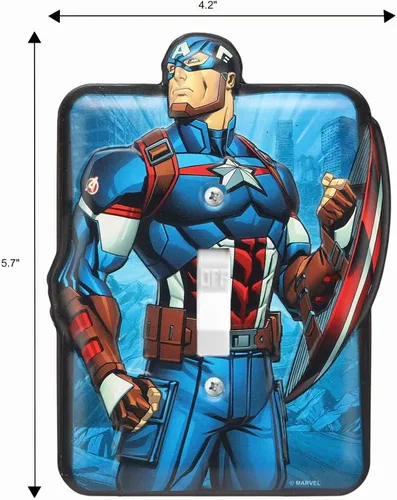Vista 6 de Marvel Captain America Embossed Metal Light Switch Plate Azul