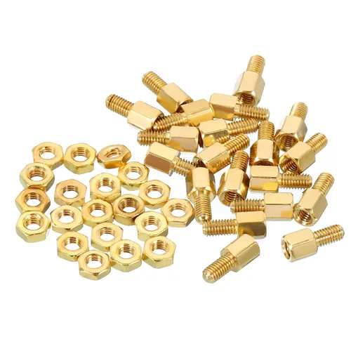 Vista 5 de PATIKIL Tornillos de separación M3 de 0.197 in + 0.236 in, paquete de 40 tuercas hexagonales de latón para placas base, cajas de computadora, placas