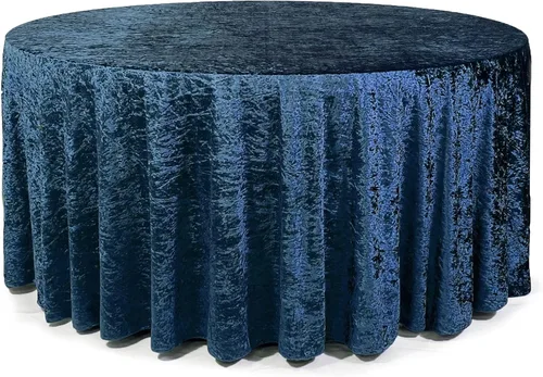 Vista 33 de YOUR CHAIR COVERS - Mantel redondo de terciopelo aplastado de 120 pulgadas para mesas redondas de 5 pies - Negro