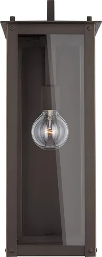 Vista 10 de Capital Lighting 934611OZ Hunt - Farol rectangular de pared para exteriores, cristal transparente, 1 luz de 100 vatios, 15 pulgadas de alto x 6