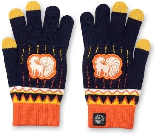 Vista 2 de Pokémon Center: Ninetales - Guantes festivos para pantalla táctil (talla única), Multi colorido