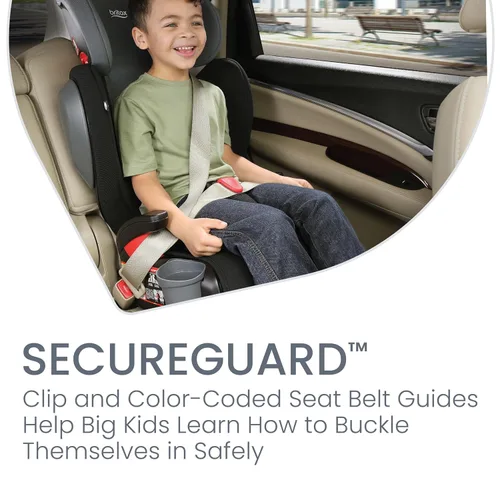 Vista 4 de Britax Highpoint - Asiento elevador de posicionamiento de cinturón sin respaldo, SafeWash Negro Ombre