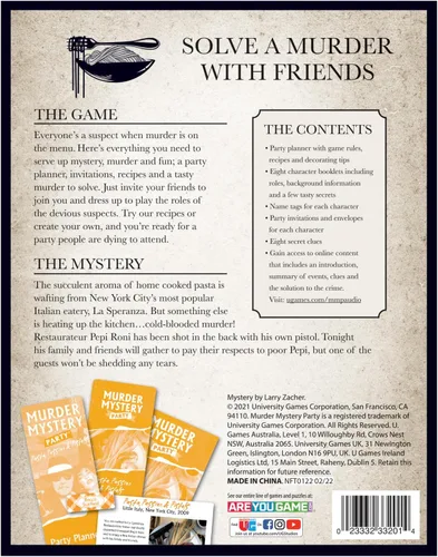 Vista 2 de Juego de mesa Murder Mystery Party Pasta, Passion & Pistols