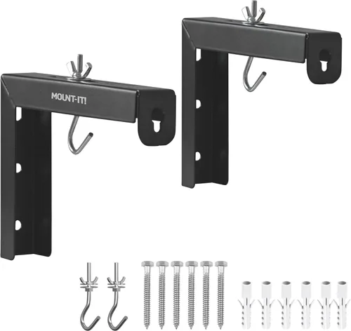 Mount-It! Soportes en L para pantalla de proyector, soporte para colgar en la pared para proyector doméstico y pantallas de películas, ganchos de