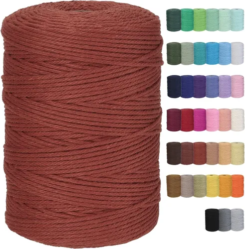 Vista 21 de Cuerda de macramé de algodón de 3 mm, 328 yardas, suministros de macramé de color natural, cuerda de algodón suave para colgar plantas, colgador