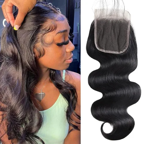 Vista 55 de DMKEEP Extensiones de cabello humano ondulado con cierre, 12, 14, 16+10 pulgadas, 100% cabello virgen brasileño sin procesar, 3 paquetes con cierre