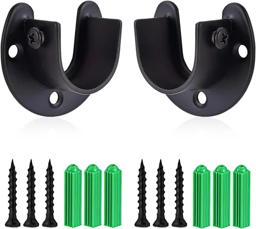 Vista 10 de Rise Age Soportes de barra de armario de acero inoxidable, soporte de 0.8 in de diámetro, soporte de barra de cortina resistente, soporte de extremo