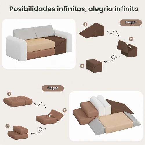 Vista 4 de BanaSuper Juego de bloques de escalada de espuma para niños, mini sofá