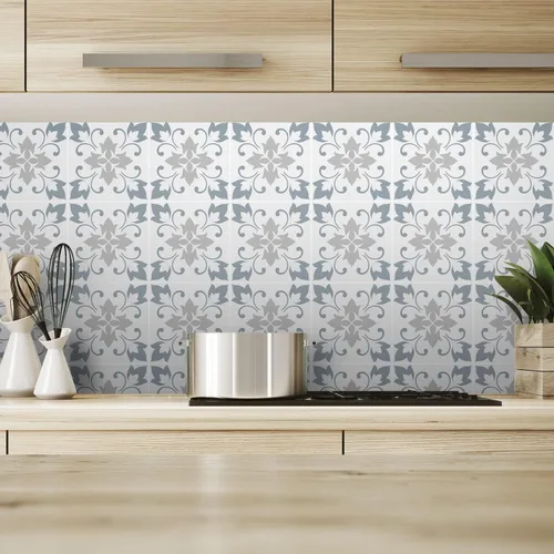 Vista 48 de Alwayspon 12 calcomanías de azulejos de pared retro florales mate para transferir, despegar y pegar, calcomanías de vinilo autoadhesivas