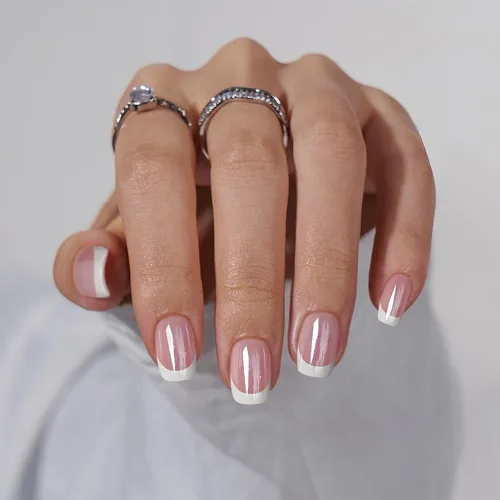 Vista 39 de BTArtbox - Uñas postizas cortas cuadradas con efecto ombré color vainilla, de gel suave, reutilizables, con pegamento, 30 piezas en 15 tamaños