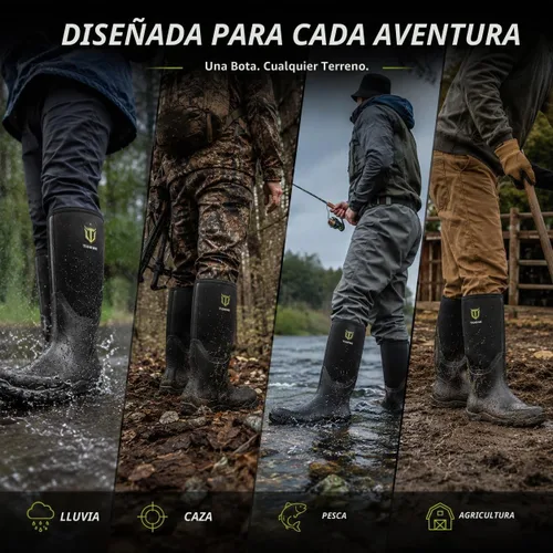 Vista 6 de TIDEWE Rubber Boots for Men, Waterproof Rain Boots with Steel Shank Negro