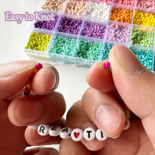 Vista 3 de Cuerda elástica de 0.020 in, cuerda elástica transparente para hacer pulseras, 131 yardas de hilo elástico transparente para cuentas de semillas