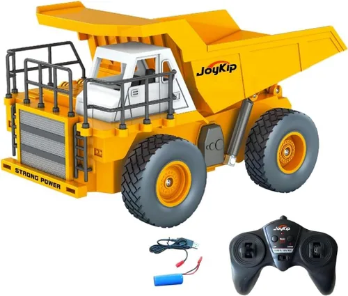 Remote Control Dump Truck Toy, 6 Channel 2.4Ghz RC Construction Vehicles, Heavy Duty Metal Remote Control Truck with Lights and Sound, with