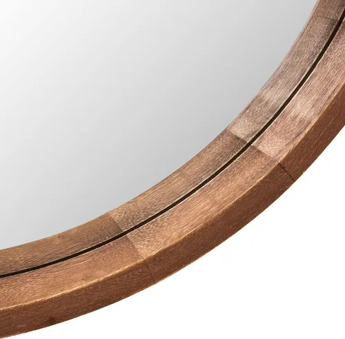 Vista 3 de LYYYXGYP Espejo redondo de madera de 24 pulgadas, espejo de pared de granja con marco de madera, espejo circular marrón para baño