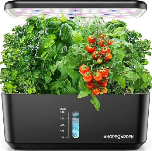 Ahopegarden Sistema de cultivo hidropónico de jardín interior: Kit de germinación de plantas de 10 vainas, lámpara de crecimiento de hierbas y