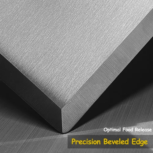 Vista 4 de Espátula de metal profesional para sartenes de hierro fundido y parrillas de parte superior plana, mango de silicona de espiga completa, hoja