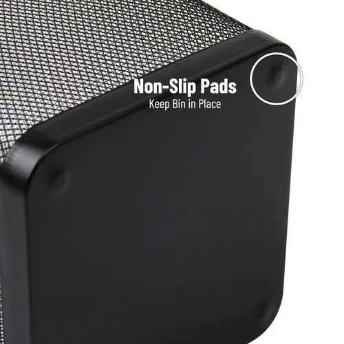 Vista 5 de Mind Reader Cubo de basura de malla, cesta de papel usado, cuadrada, oficina, malla de metal, 9.75 pulgadas de largo x 9.75 pulgadas de ancho x