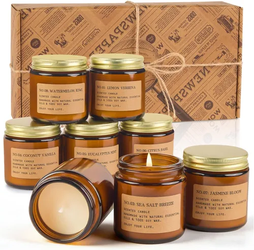 Vista 9 de Paquete de 6 velas aromáticas para el hogar, velas de soja de larga duración para el hogar, juego de velas perfumadas de vacaciones con manzana