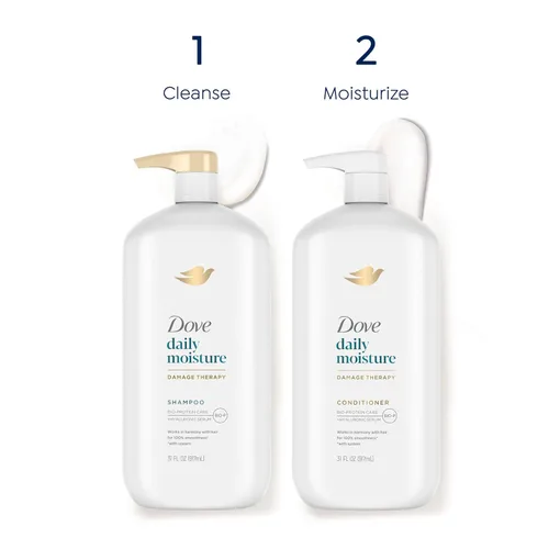 Vista 5 de Dove Ultra Care Champú de humedad diaria paquete de 4 para cabello seco con complejo Bio-Restore 31 oz