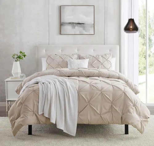 Vista 11 de Funda de edredón blanca tamaño individual, 2 piezas, 1 funda de edredón de 68 x 90 pulgadas con cierre de botón y 1 funda de almohada, juego de ropa