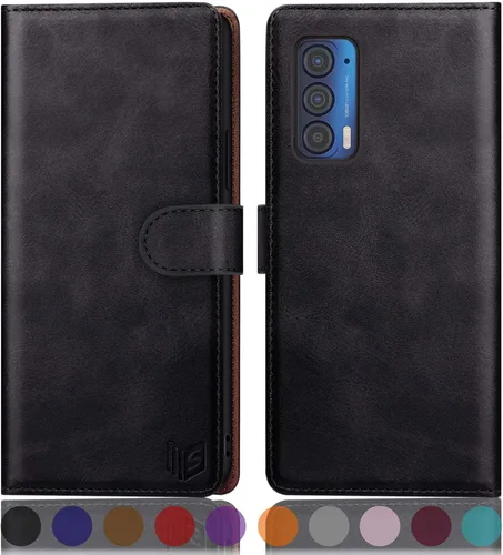 SUANPOT Funda tipo cartera para Motorola Moto Edge 5G UW/Edge 2021 (bloqueo RFID). Soporte para tarjetas de crédito, funda de piel sintética con