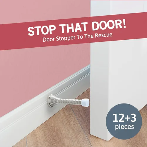 Vista 2 de Jack N' Drill - Tope de puerta de resorte (3 lb/) (paquete de 7) con 3 topes de puerta de bisagra Topes de puerta Flexi resistentes para la parte