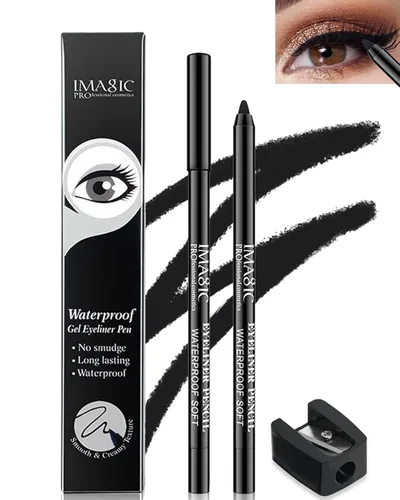 1 lápiz delineador de ojos de gel a prueba de manchas, color negro mate, resistente al agua, a prueba de decoloración, lápiz delineador de ojos