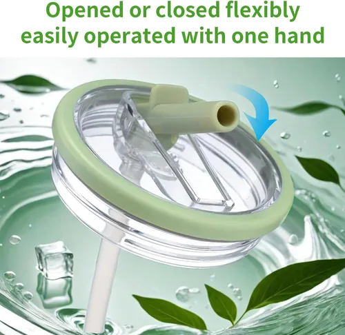 Vista 5 de Stanley - Paquete de 2 tapas abatibles con popote Stanley, a prueba de fugas, accesorios Stanley para vasos Stanley Quencher H2.0 de 40 onzas