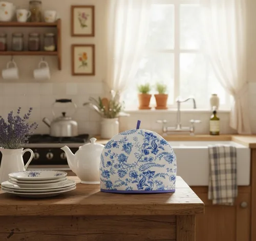 Vista 7 de Muldale Tetera grande acogedora para tetera británica, 100% algodón, extra gruesa, diseñada en Inglaterra, tetera aislada acogedora