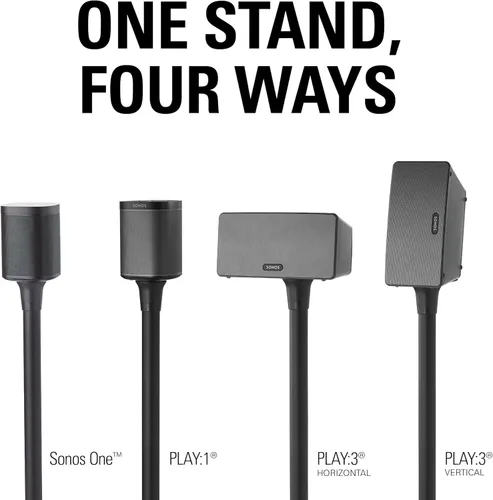 Vista 2 de Sanus Soporte de altavoz inalámbrico Sonos para Sonos One, Play:1 y Play:3 - Diseño de mejora de audio con gestión de cables incorporada - Soporte