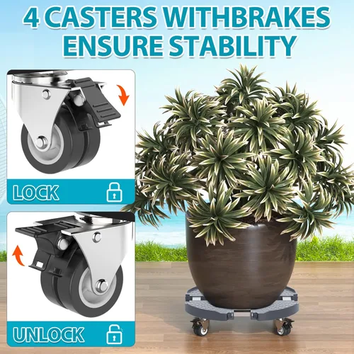 Vista 3 de VANCASTLE Soporte para plantas con ruedas, base de rodillo para plantas de alta resistencia ajustable de 15 a 22 pulgadas, base de rueda Palnt 440