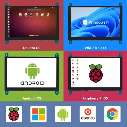 Vista 6 de Hosyond 5 pulgadas IPS LCD pantalla táctil panel 800 × 480 pantalla capacitiva HDMI Monitor para Raspberry Pi 5/4/3, BB negro, Windows 10 8 7