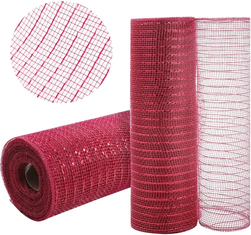 Vista 15 de 2 rollos de cinta de malla verde manzana decorativa de 10 pulgadas x 30 pies, rollos de malla de poli verde lima para suministros de corona DIY