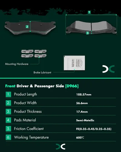 Vista 3 de SCITOO Kit de pastillas de freno semimetálicas D966, repuesto delantero para Dodge para Durango 2003-2006, Dodge Ram 1500 2002-2005, para Dodge Ram