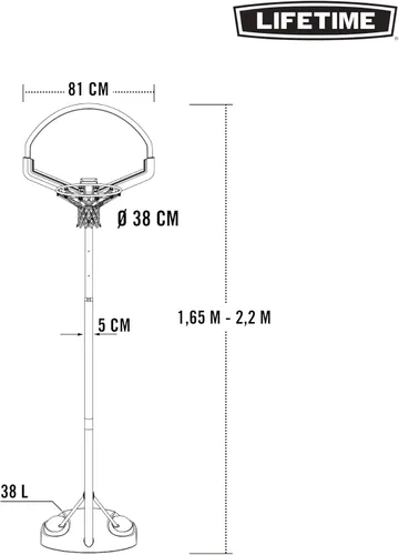 Vista 3 de Lifetime Canasta de baloncesto portátil para niños de 32 pulgadas
