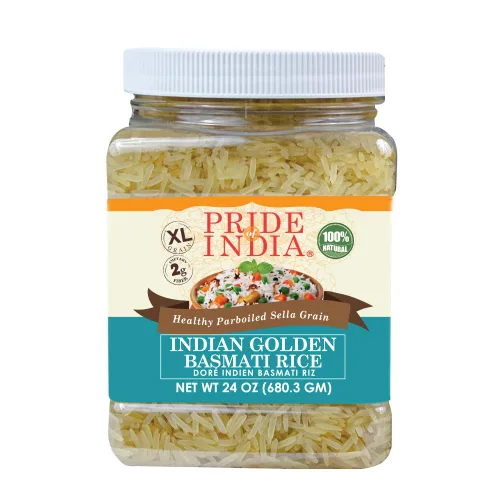 Vista 4 de Pride Of India - Paquete de 6 - Arroz Basmati Extra Largo Marrón - Grano Saludable Naturalmente Envejecido, Frasco de 1.5 Libras