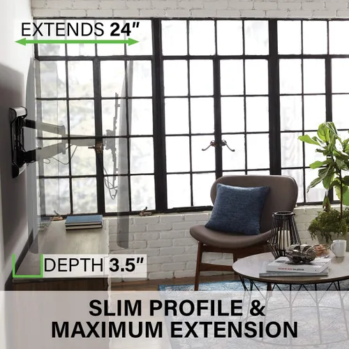 Vista 2 de SANUS Soporte de pared extragrande para TV giratorio e inclinable, diseño universal premium para televisores de 37 a 90 pulgadas con protector