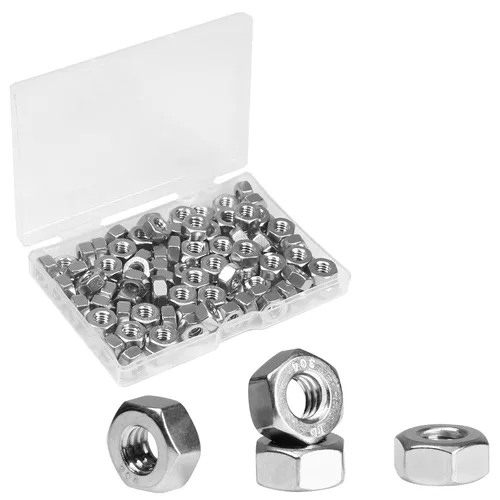 Vista 15 de 200 piezas M4-0.7 Tuerca hexagonal, Tuercas de acero inoxidable 304, M4x0.7mm de accionamiento hexagonal, Tuerca hexagonal métrica de rosca gruesa