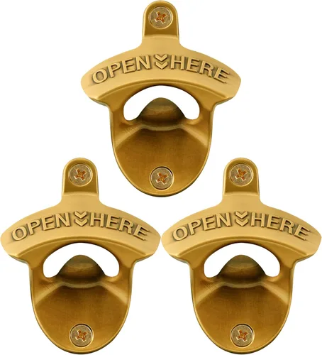 Vista 31 de Abrebotellas montado en la pared, bronce antiguo, abrebotellas de cerveza retro, montaje para poste, barbacoa, KTV, cocina