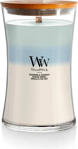 Vista 11 de WoodWick Evening Luxe - Vela mediana en frasco con forma de reloj de arena, cera de mezcla de soya prémium, mecha de madera Pluswick Innovation