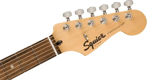 Vista 6 de Fender Squier Sonic Stratocaster - Paquete con correa para guitarra, púas y DVD de guitarra de Austin Bazaar, color blanco ártico