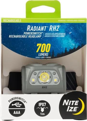 Vista 10 de Nite Ize Radiant RH2 PowerSwitch - Linterna frontal recargable para camping y senderismo, batería recargable, luz manos libres con 7 modos
