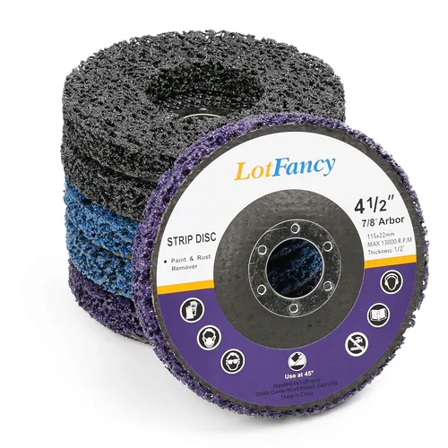 LotFancy Disco de pelado, 6 unidades de discos de tira rápida y fácil de limpiar de 4 1/2 x 7/8 pulgadas, removedor de pintura y óxido para