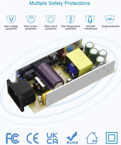Vista 4 de ALITOVE Fuente de alimentación de 12 V, 5 A, 12 voltios, CC, 60 W, adaptador de corriente de 100 ~ 240 V CA a CC 12 V, convertidor de 5 amperios 4A
