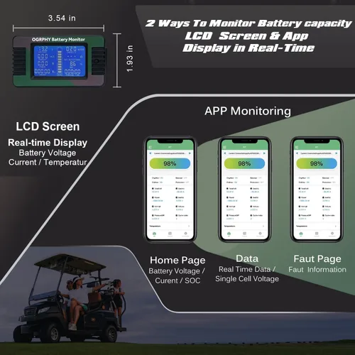 Vista 4 de OGRPHY Batería de litio para carrito de golf de 36 V y 100 Ah, kit de conversión con BMS inteligente de 200 A (pico de 1000 A), monitor Bluetooth